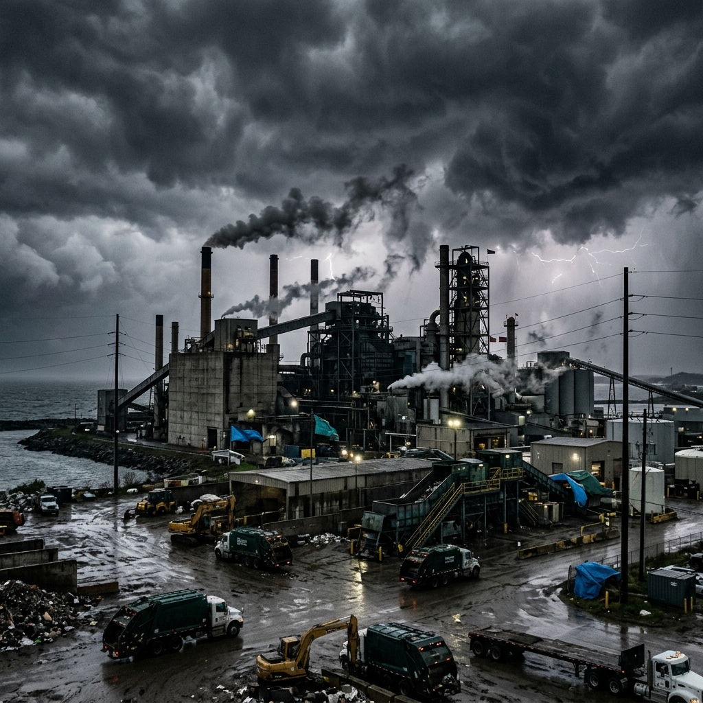 Nhà máy trước cơn bão