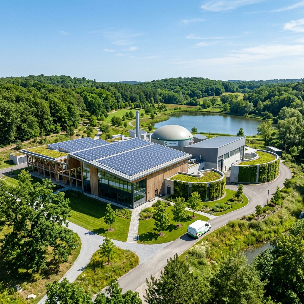 Minh họa nhà máy môi trường theo hướng xanh và tuần hoàn